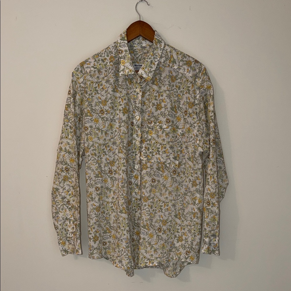Tiley Endurables Ladies White Floral Button-Up Shirt 100 % Cotton XXL